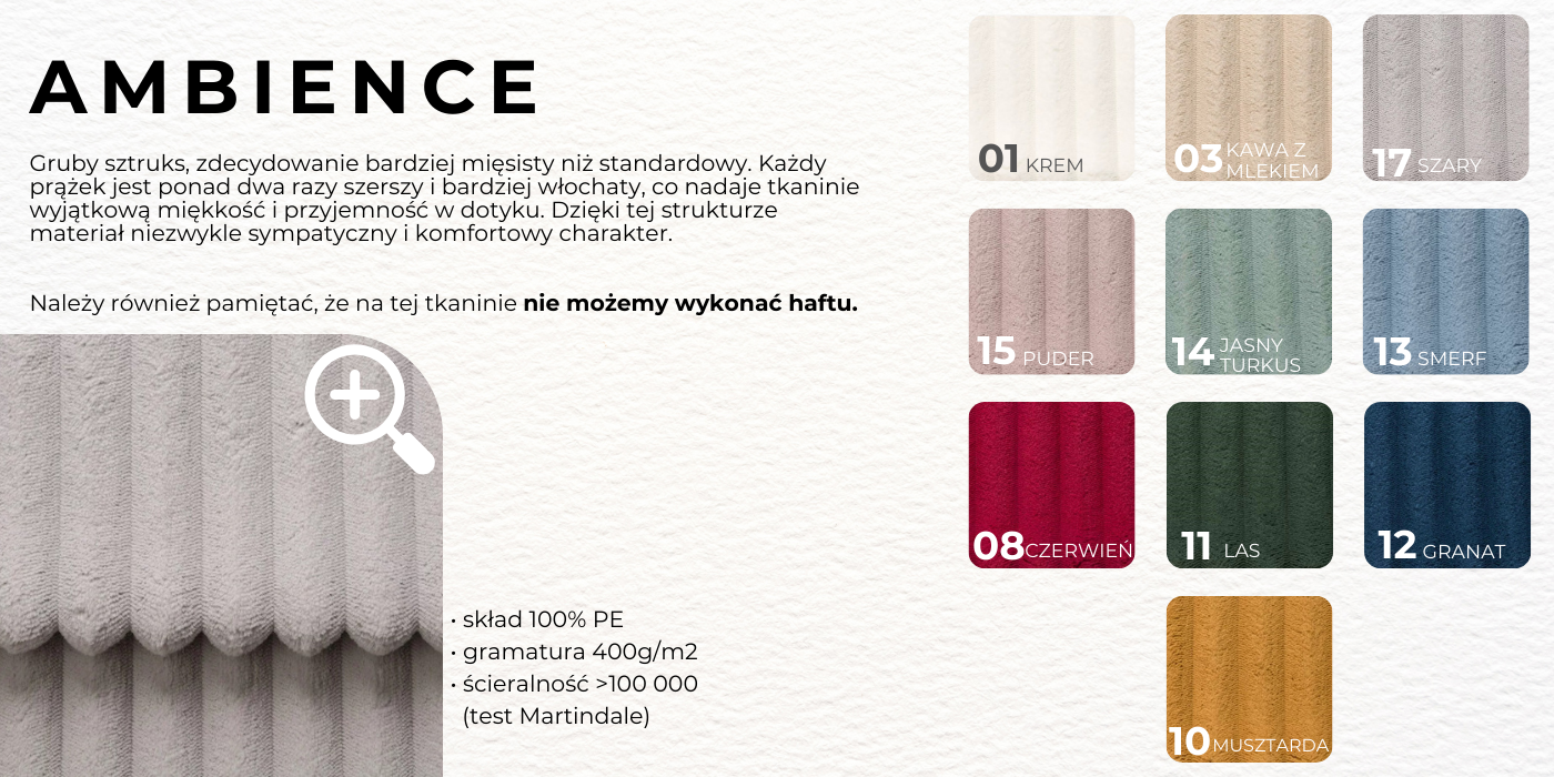 katalog tkanin tapicerskich sztruks AMBIENCE