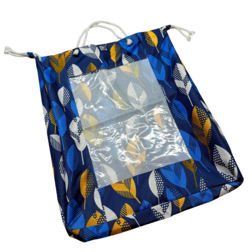 Torba z okienkiem - niebieskie listki