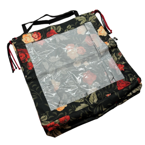 Torba z okienkiem - róże na czerni