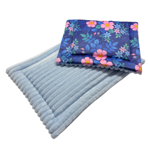 74 Materacyk 45x30cm kwiaty + błękit paski