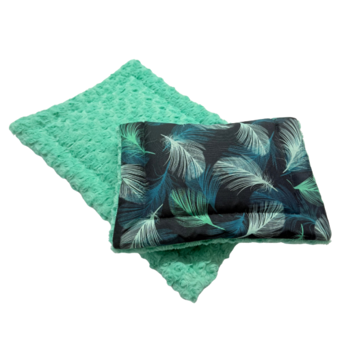 99 Materacyk 45x30cm niebieskie piórka WODOODPORNY SPÓD